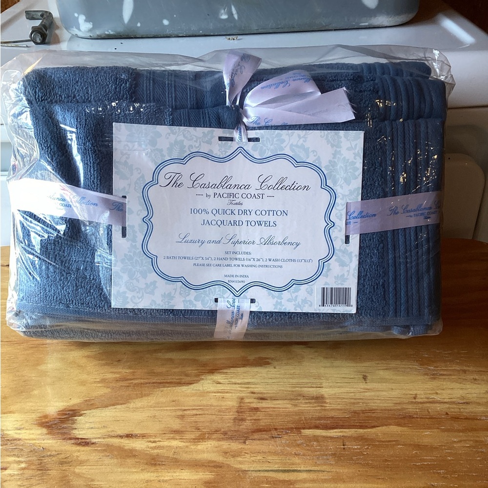Amrapur 6 Piece Jacquard Towel Set Denim 56JQRBBG-DNM-ST